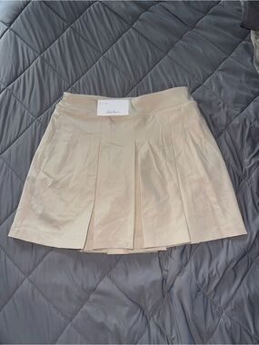 Lady Hagen Cream Pleated Tennis Mini Skirt